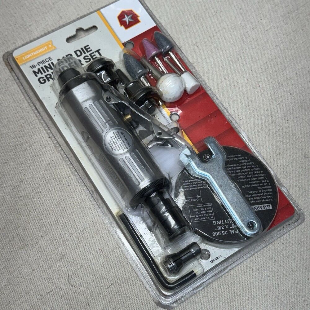 18pc Aluminum 1/4" Straight Die Grinder Kit with Paddle-Style Trigger #1250276